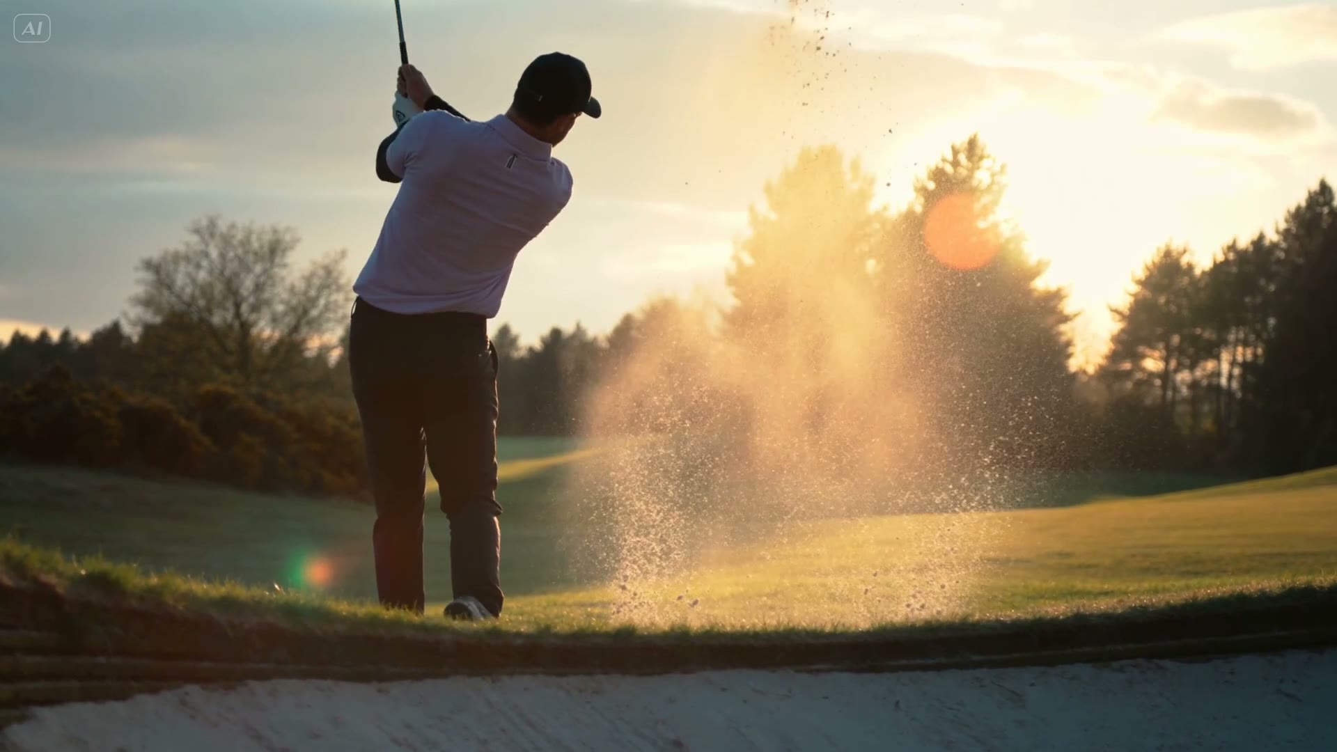 Golden-hour bunker shot