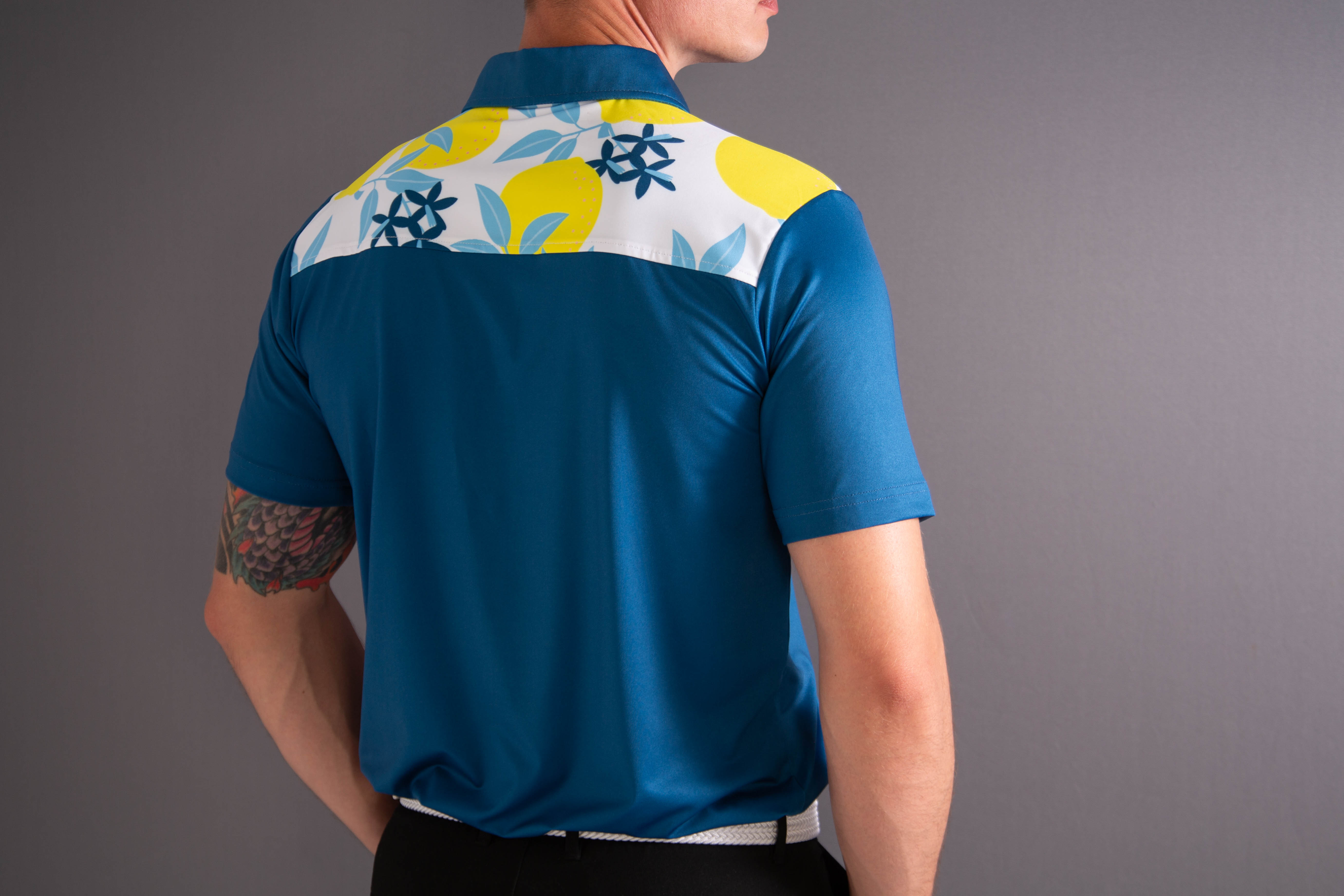 Lemon Print Polo Navy Blue