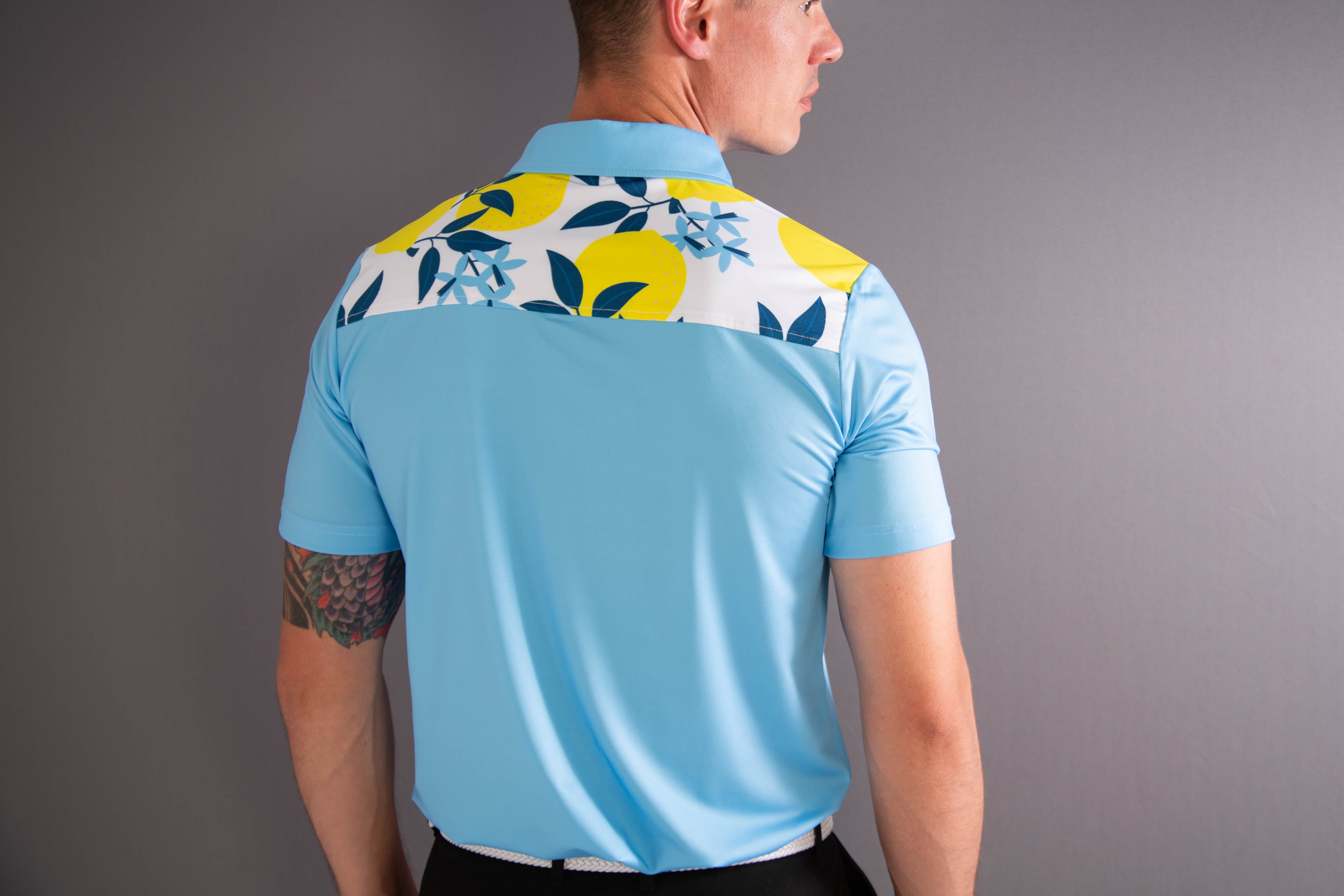 Lemon Print Polo Sky Blue